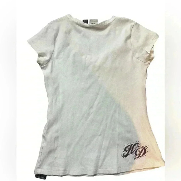 Harley-Davidson White Winged Rhinestone Graphic T-Shirt - Biker Style Sz Large - Picture 5 of 6